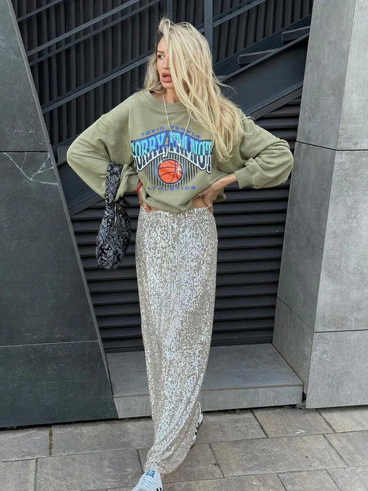 Casual Women's Simple Sequined Skirt